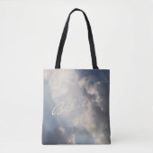 Sunbeams Witte Wolken Inspirerend Geloven Tote Bag (Voorkant)
