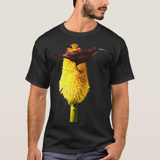 Sunbird Amethyst Sunbird op Red Hot Poker T-shirt (Voorkant)