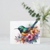 Sunbird Waterverf Art Briefkaart (Staand voorkant)