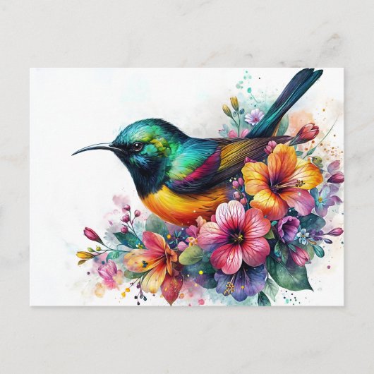 Sunbird Waterverf Art Briefkaart (Voorkant)