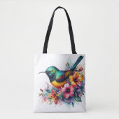Sunbird Waterverf Floral Art Tote Bag (Voorkant)