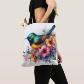 Sunbird Waterverf Floral Art Tote Bag (Dichtbij)