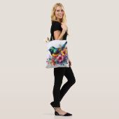 Sunbird Waterverf Floral Art Tote Bag (Op model)