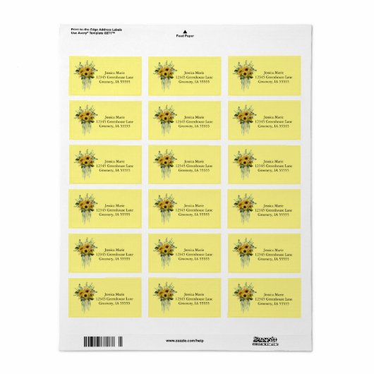 Sunbloc Return Address Etiket (Full Sheet)