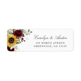 Sunbloemen Burgundy Floral Return Address Label