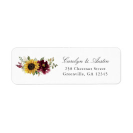Sunbloemen Burgundy Floral Return Address Label