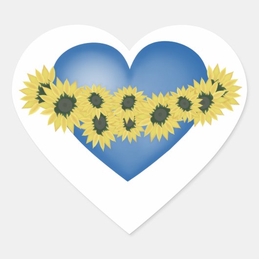Sunbloemen en hart. Liefde en bloemen. Hart Sticker (Voorkant)