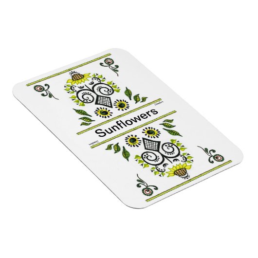 Sunbloemen Folk Pattern van Alexandra Cook Magneet (Rechterzijde)