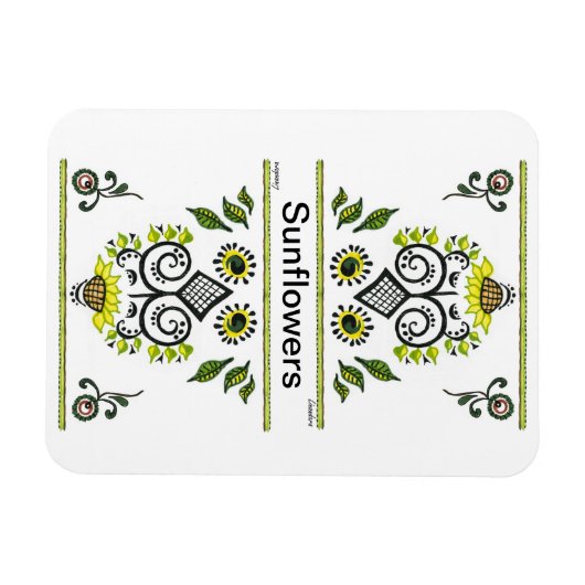 Sunbloemen Folk Pattern van Alexandra Cook Magneet (Horizontaal)