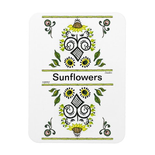 Sunbloemen Folk Pattern van Alexandra Cook Magneet (Verticaal)