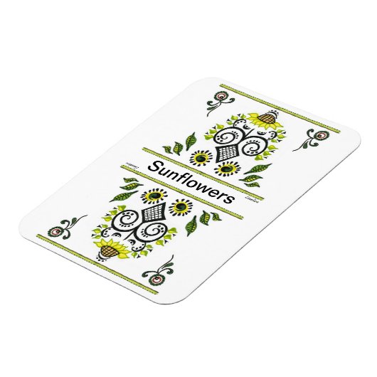 Sunbloemen Folk Pattern van Alexandra Cook Magneet (Linkerzijde)