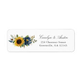 Sunbloemen Navy Blue Floral Return Address Label (Voorkant)