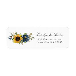 Sunbloemen Navy Blue Floral Return Address Label