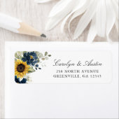Sunbloemen Navy Blue Floral Return Address Label (Insitu)