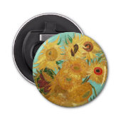 Sunbloemen Vincent van Gogh Button Flesopener (Voorkant)