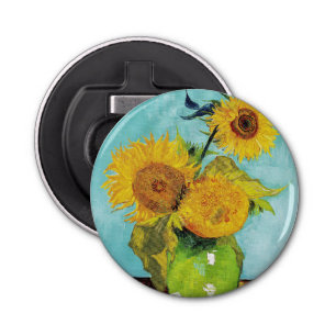 Sunbloemen Vincent van Gogh Button Flesopener