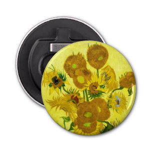 Sunbloemen Vincent van Gogh Button Flesopener
