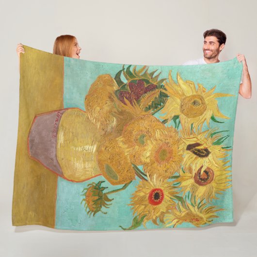 Sunbloemen Vincent van Gogh Fleece Deken (In situ)