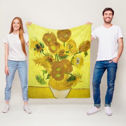 Sunbloemen Vincent van Gogh Fleece Deken (In situ)