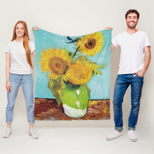 Sunbloemen Vincent van Gogh Fleece Deken (In situ)