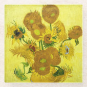Sunbloemen Vincent van Gogh Glazen Onderzetter (Voorkant)