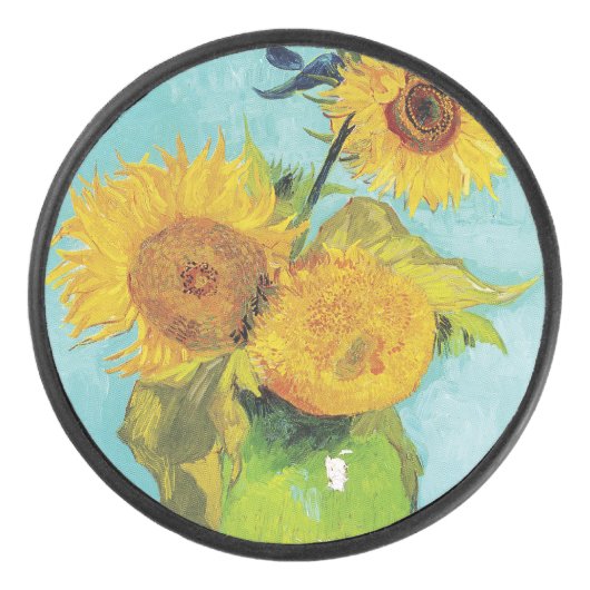 Sunbloemen Vincent van Gogh Hockey Puck (Voorkant)
