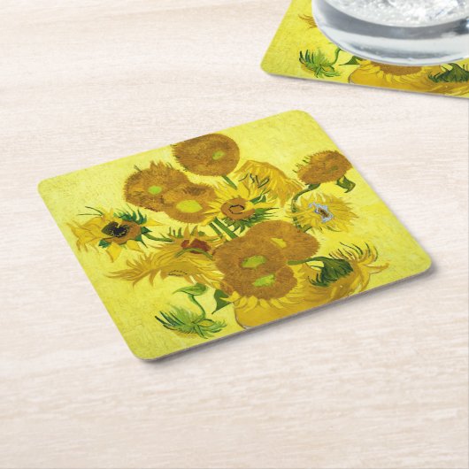 Sunbloemen Vincent van Gogh Kartonnen Onderzetters (Schuin)