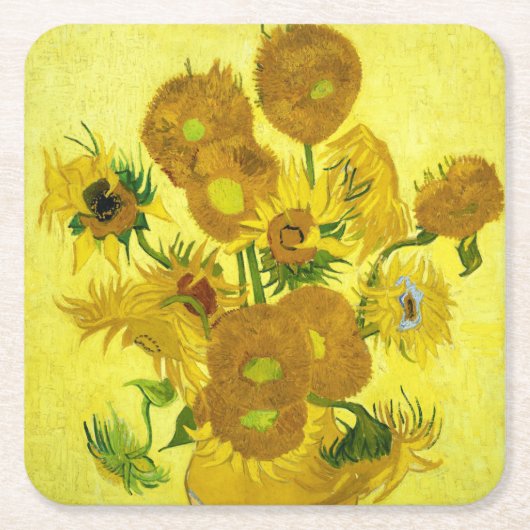 Sunbloemen Vincent van Gogh Kartonnen Onderzetters (Voorkant)