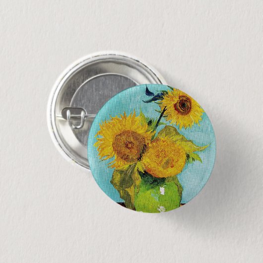 Sunbloemen Vincent van Gogh Ronde Button 3,2 Cm (Voorkant /achterkant)