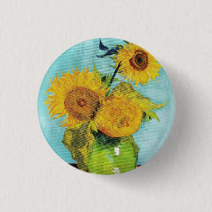 Sunbloemen Vincent van Gogh Ronde Button 3,2 Cm