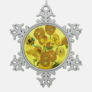 Sunbloemen Vincent van Gogh Tin Sneeuwvlok Ornament