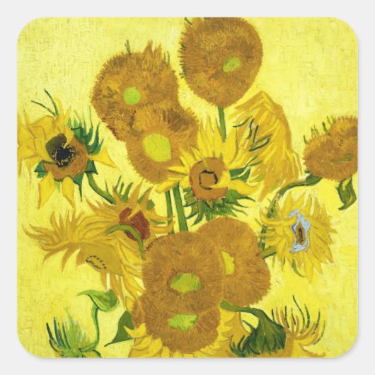 Sunbloemen Vincent van Gogh Vierkante Sticker (Voorkant)