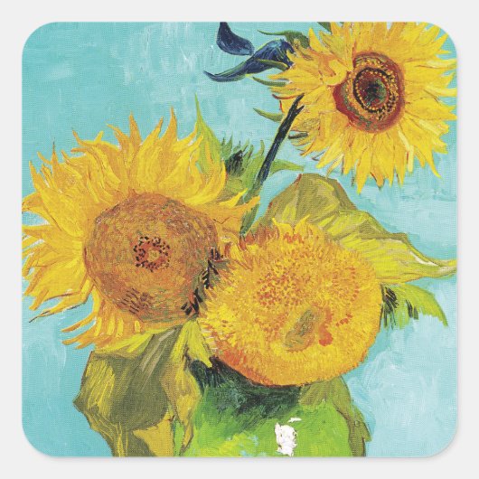 Sunbloemen Vincent van Gogh Vierkante Sticker (Voorkant)