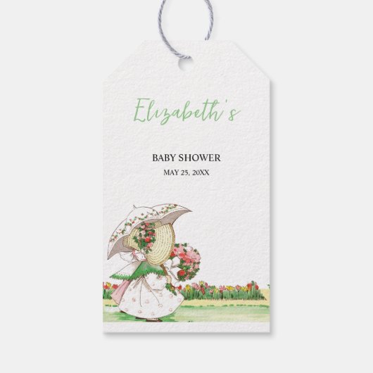 Sunbonnet Girls Baby shower Bedankt dat je Labels  Cadeaulabel (Achterkant)