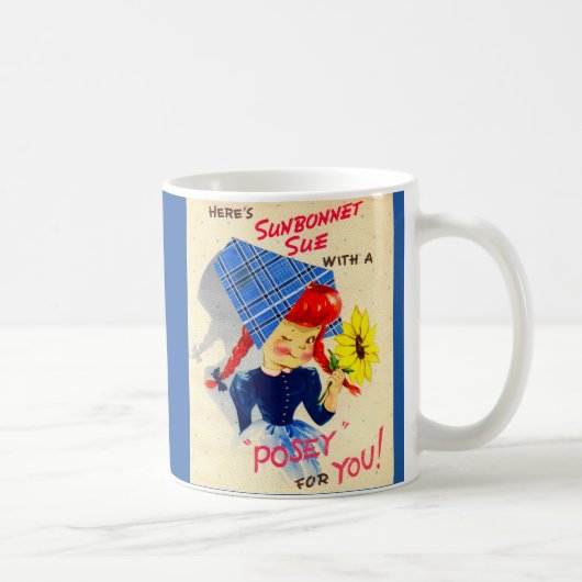 Sunbonnet Sue uit de jaren veertig heeft een posy  Koffiemok (Rechts)