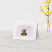 Sunbonnet Teddy Bear Denkt aan je kaart (Gele Bloem)