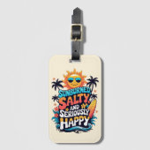 Sunburned Salty and Happy – Retro Beach Vibes Bagagelabel (Voorkant (verticaal))