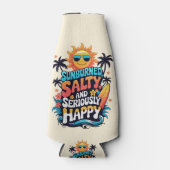 Sunburned Salty and Happy – Retro Beach Vibes Flesjeskoeler (Voorkant)