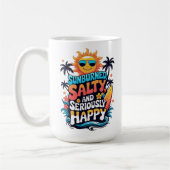 Sunburned Salty and Happy – Retro Beach Vibes Koffiemok (Links)