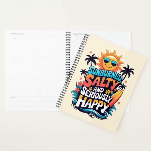 Sunburned Salty and Happy – Retro Beach Vibes Planner (Display)