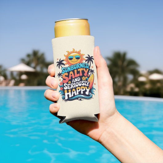Sunburned Salty and Happy – Retro Beach Vibes Seltzer Blikjeskoeler (Insitu Zwembad)