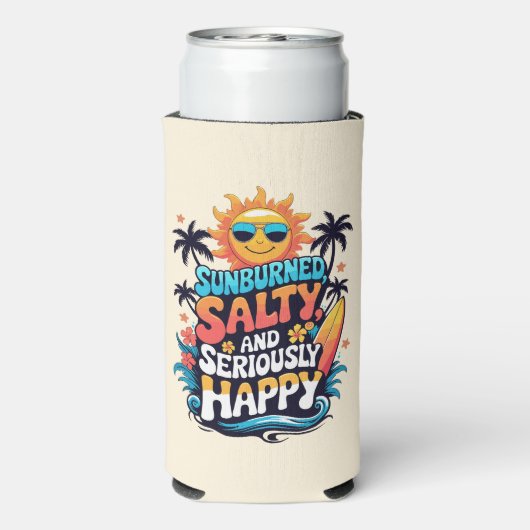 Sunburned Salty and Happy – Retro Beach Vibes Seltzer Blikjeskoeler (Seltzer Achterkant)