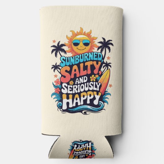 Sunburned Salty and Happy – Retro Beach Vibes Seltzer Blikjeskoeler (Achterkant)