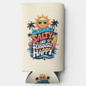 Sunburned Salty and Happy – Retro Beach Vibes Seltzer Blikjeskoeler (Voorkant)