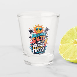 Sunburned Salty and Happy – Retro Beach Vibes Shot Glas