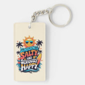 Sunburned Salty and Happy – Retro Beach Vibes Sleutelhanger (achterkant)