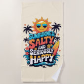 Sunburned Salty and Happy – Retro Beach Vibes Strandlaken (Voorkant)