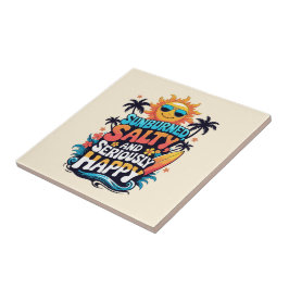 Sunburned Salty and Happy – Retro Beach Vibes Tegeltje