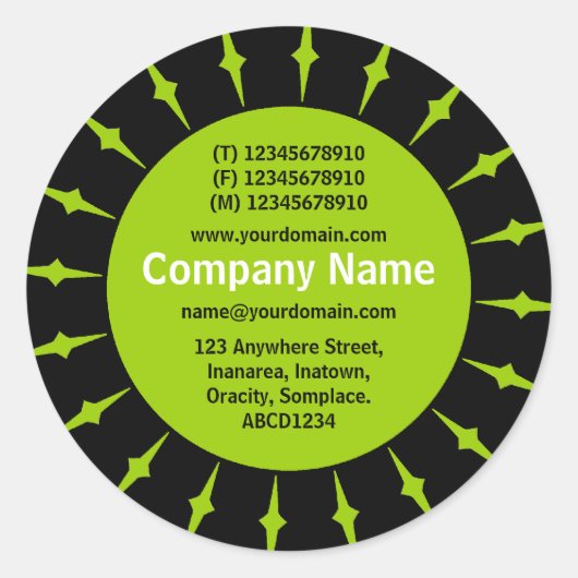 SunBurst 05 Business - Martian Green Ronde Sticker (Voorkant)