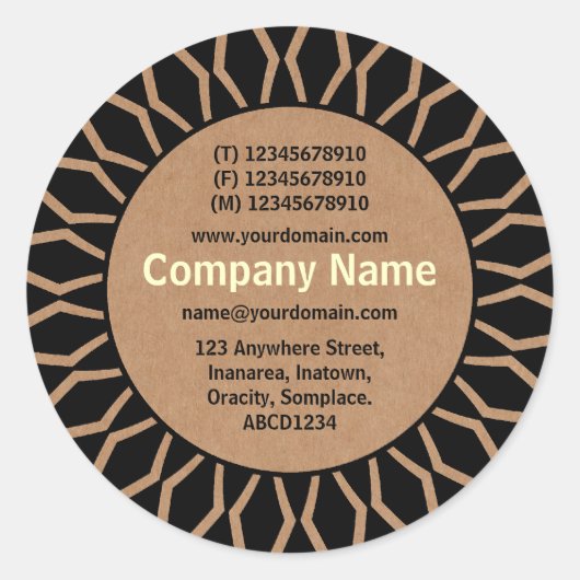 SunBurst 07 Business - Cardboard look Ronde Sticker (Voorkant)